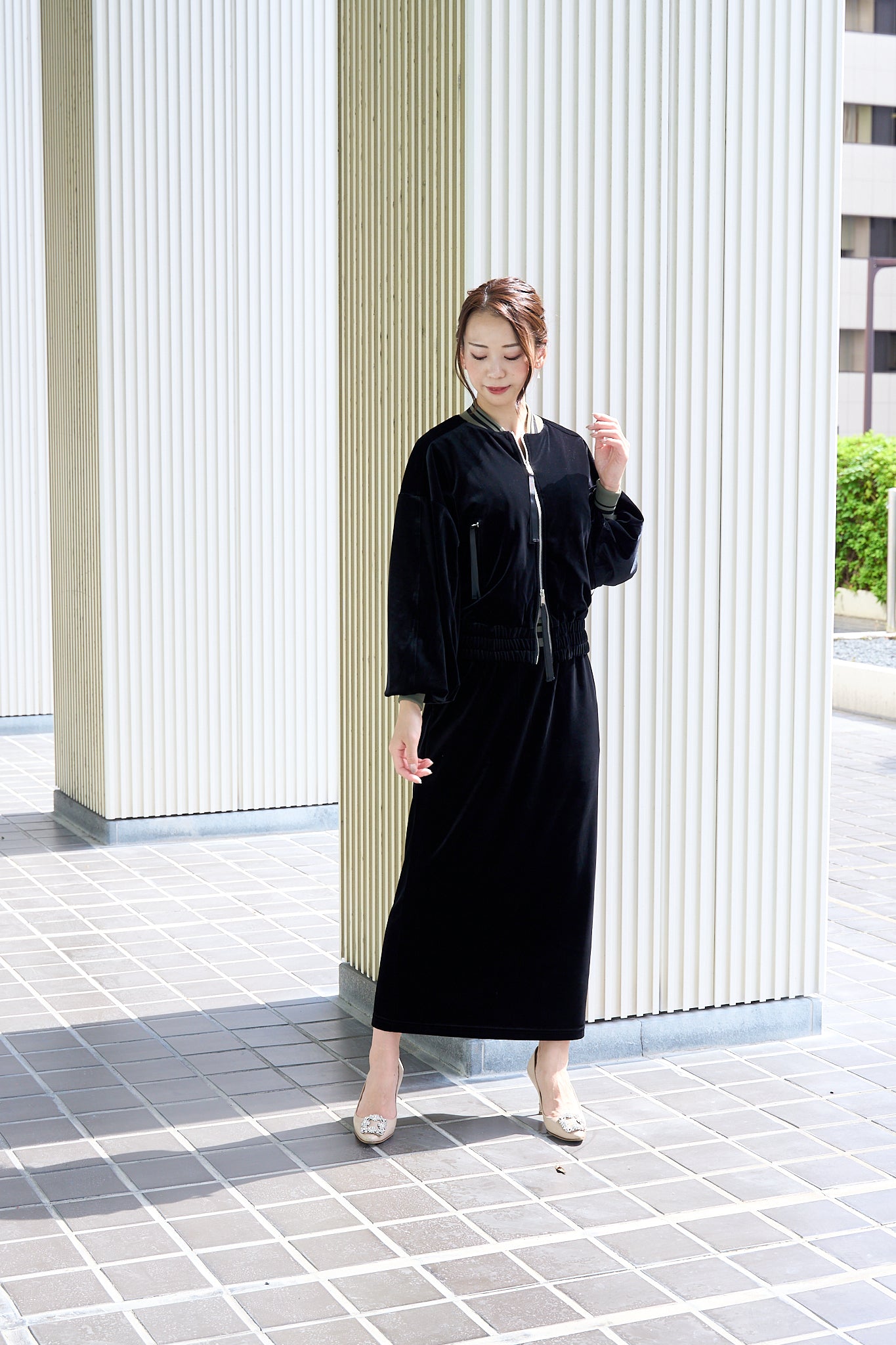 美品　トゥデイフル 2.2万円 ベロア タイト ロング スカート　洗える　黒 美品 トゥデイフル 2.2万円 ベロア タイト ロング スカート 洗える 黒