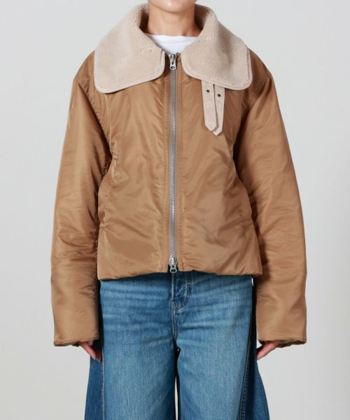 ナイロンツイル×シープボアフライトブルゾン