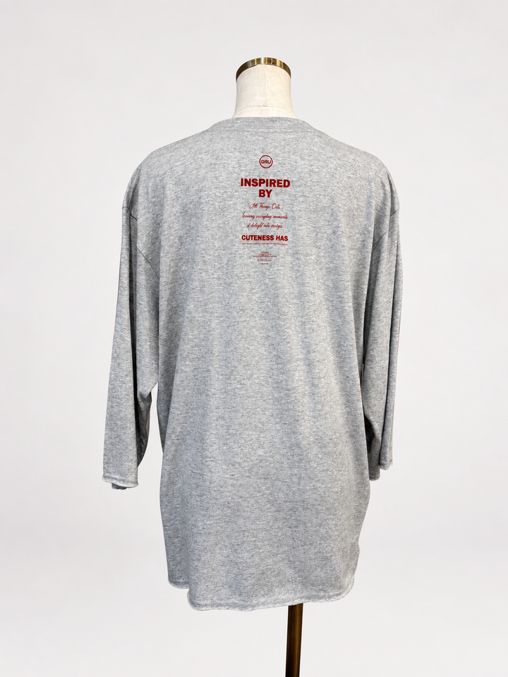 サテンキャミレイヤードロゴ8分袖Tシャツ