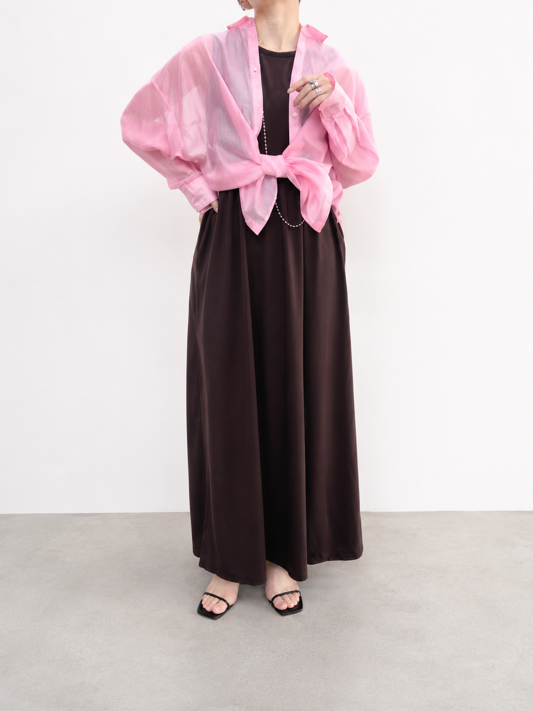 テンセルシアーバックプリントドルマンシャツ