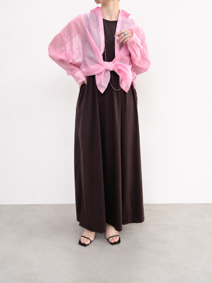 テンセルシアーバックプリントドルマンシャツ