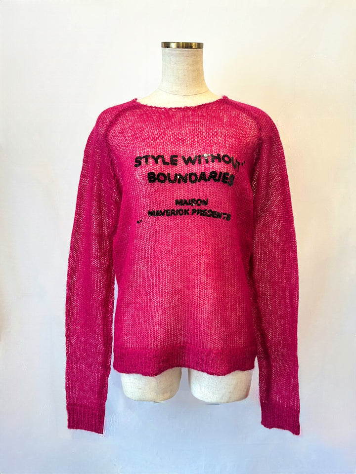 スパンコールロゴモヘアニット