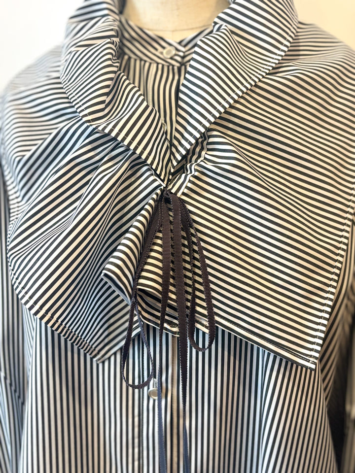 フリルカラーストライプシャツブラウス