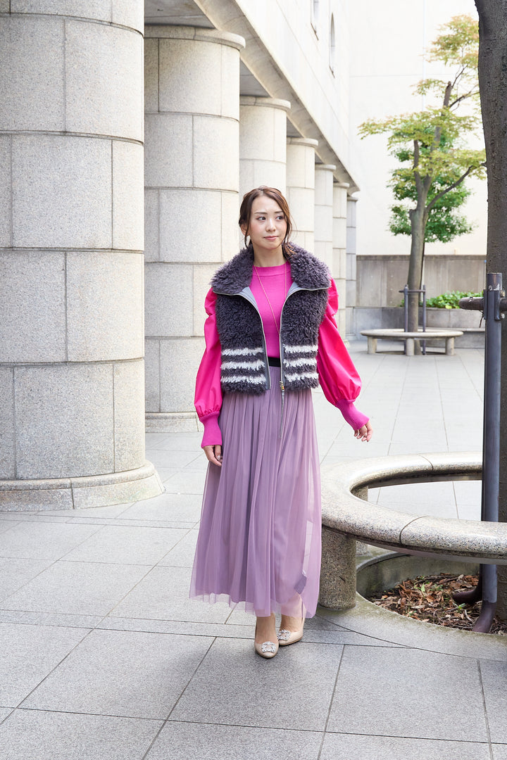 チュール×デシン リバーシブルスカート