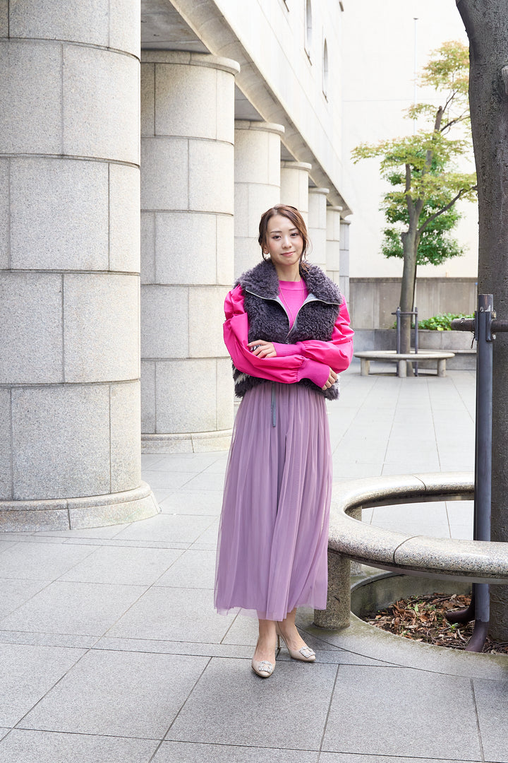 チュール×デシン リバーシブルスカート