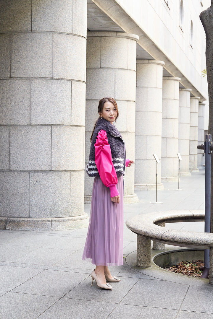 チュール×デシン リバーシブルスカート