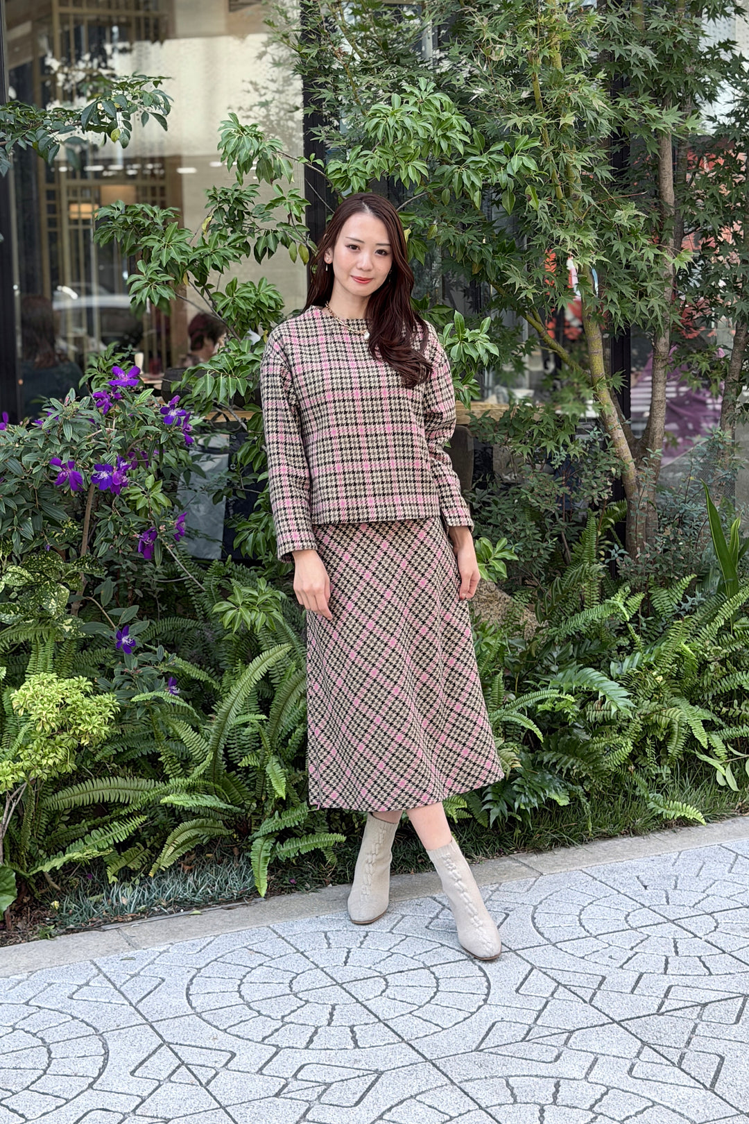 先染めウールチェックプルオーバー