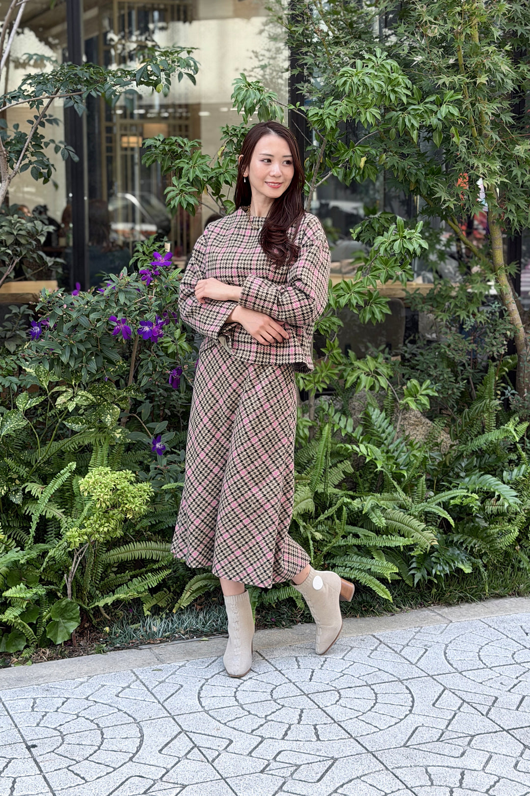 先染めウールチェックプルオーバー