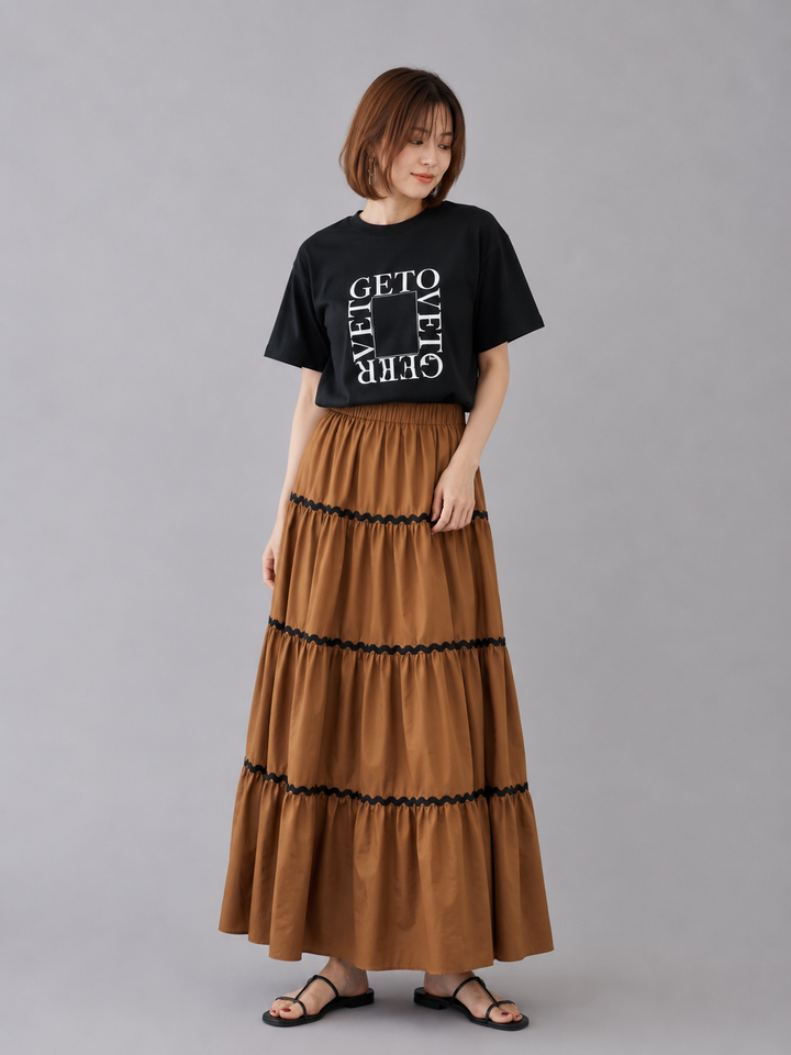スクエアロゴプリントコットンTシャツ