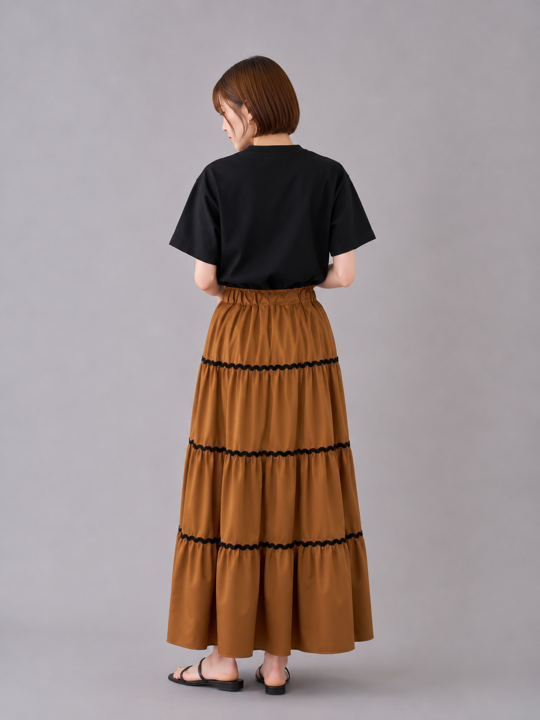 スカラップ配色フレアスカート