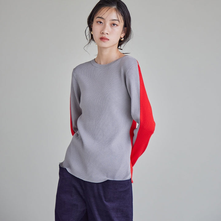 前後2WAY配色リブニット