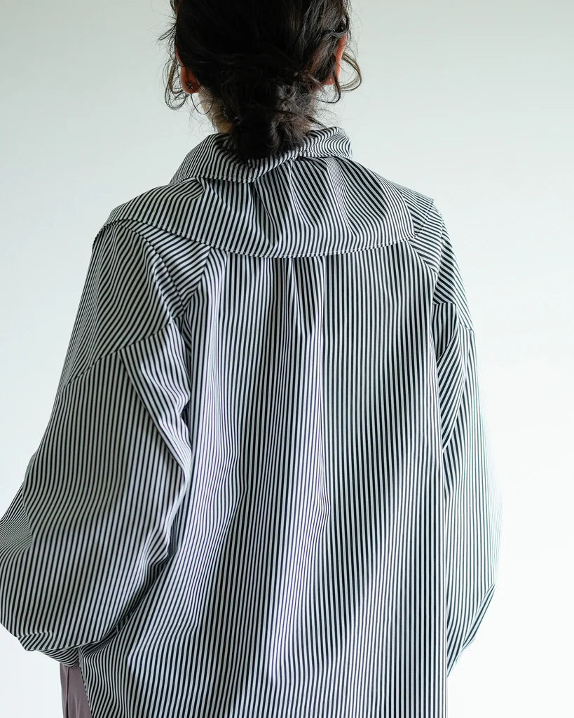 フリルカラーストライプシャツブラウス