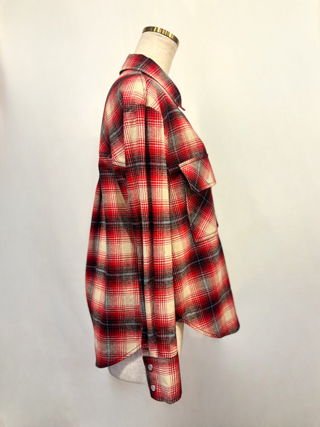 パールボタンオンブレチェックシャツ