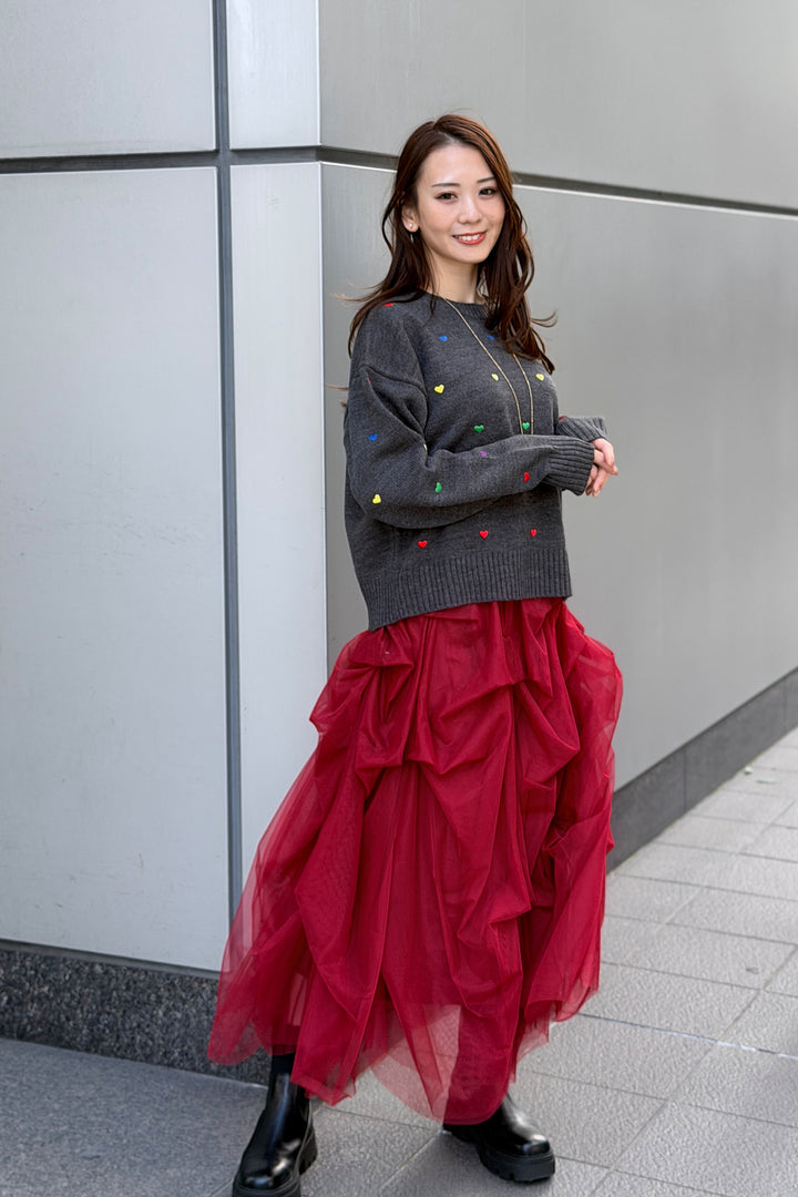 カラフルハートニット