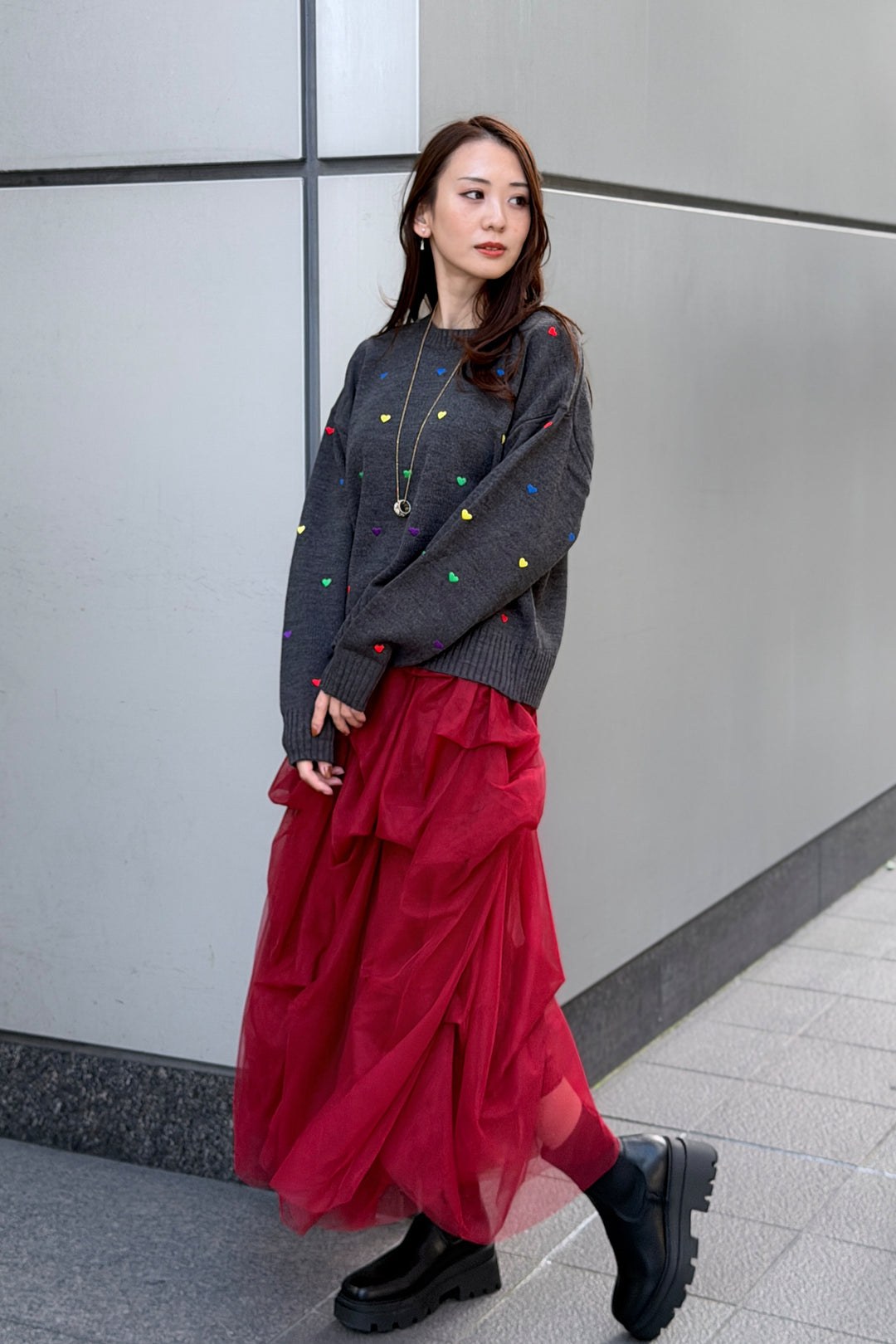 カラフルハートニット