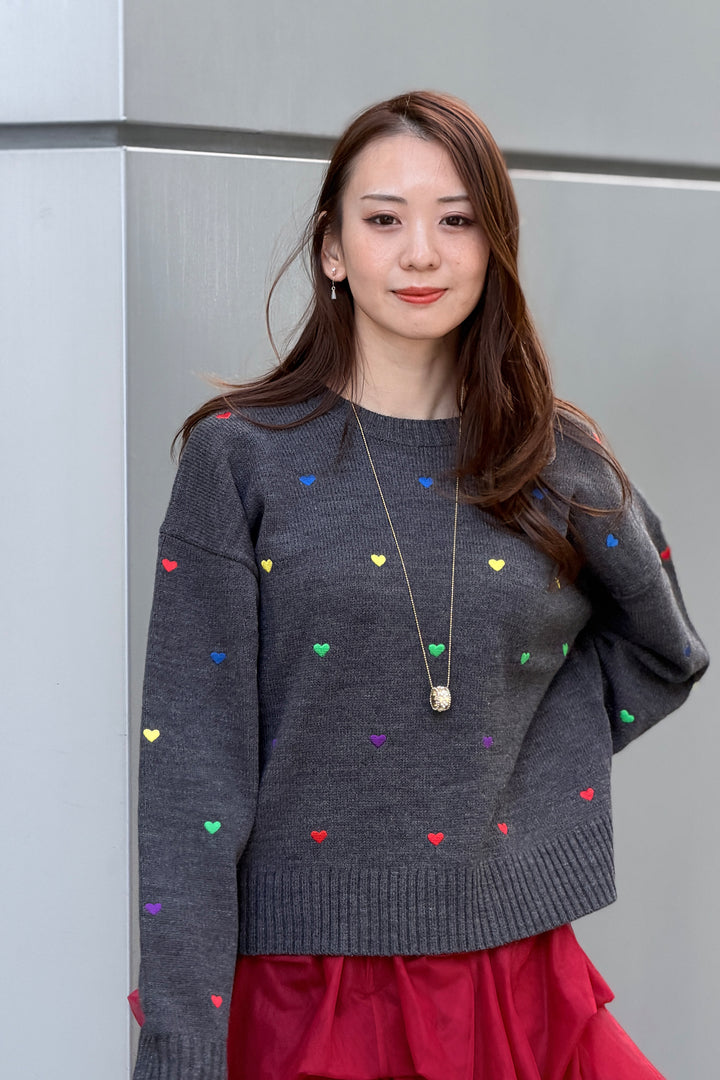 カラフルハートニット