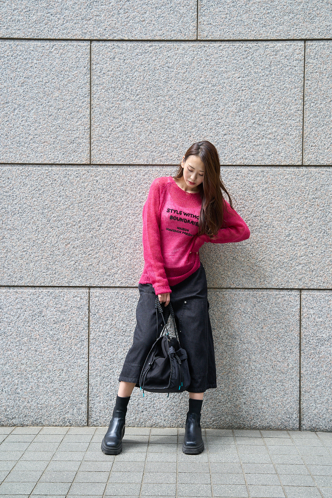 スパンコールロゴモヘアニット