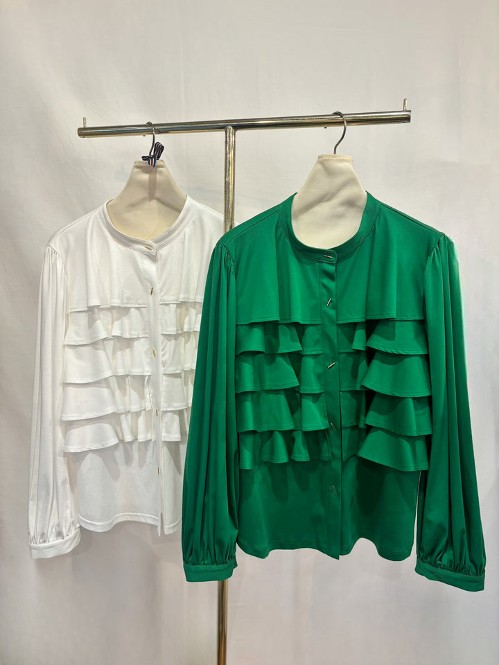 センターフリルブラウス