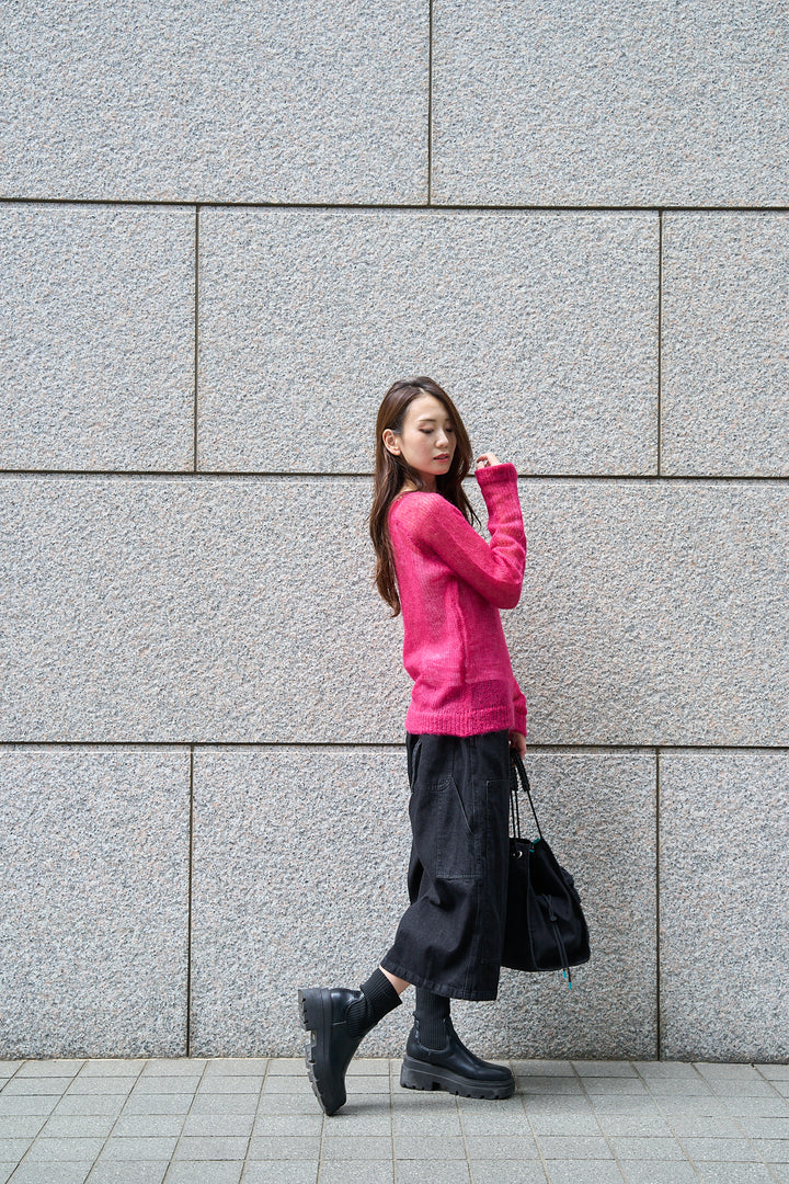 ダブルニーバミューダデニムパンツ