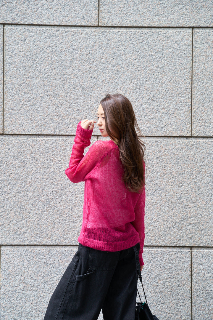 スパンコールロゴモヘアニット