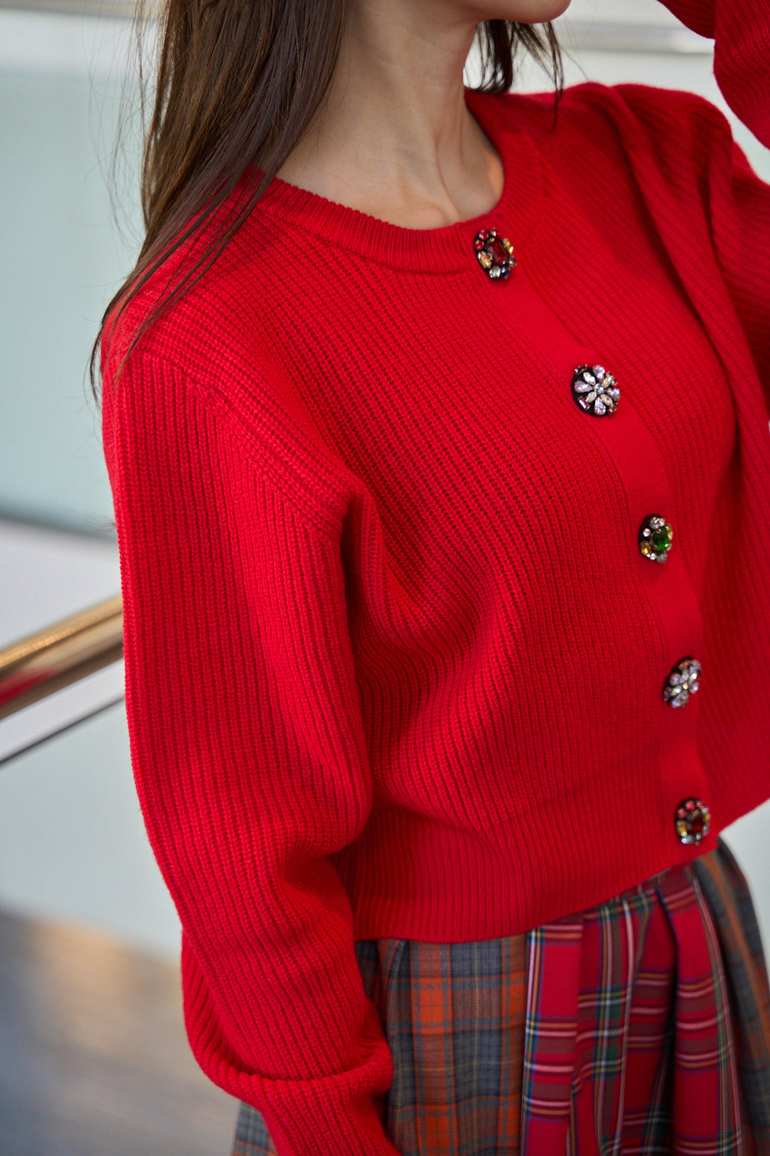 ビジューボタンカーディガン