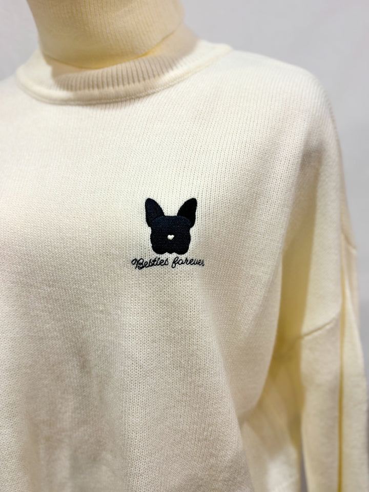 フレンチブル刺繍ニット