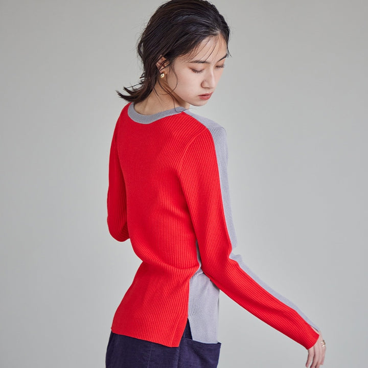 前後2WAY配色リブニット