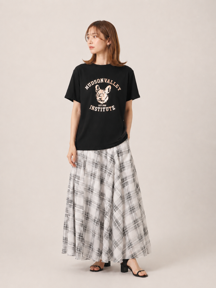 フレンチブル箔プリントロゴTシャツ