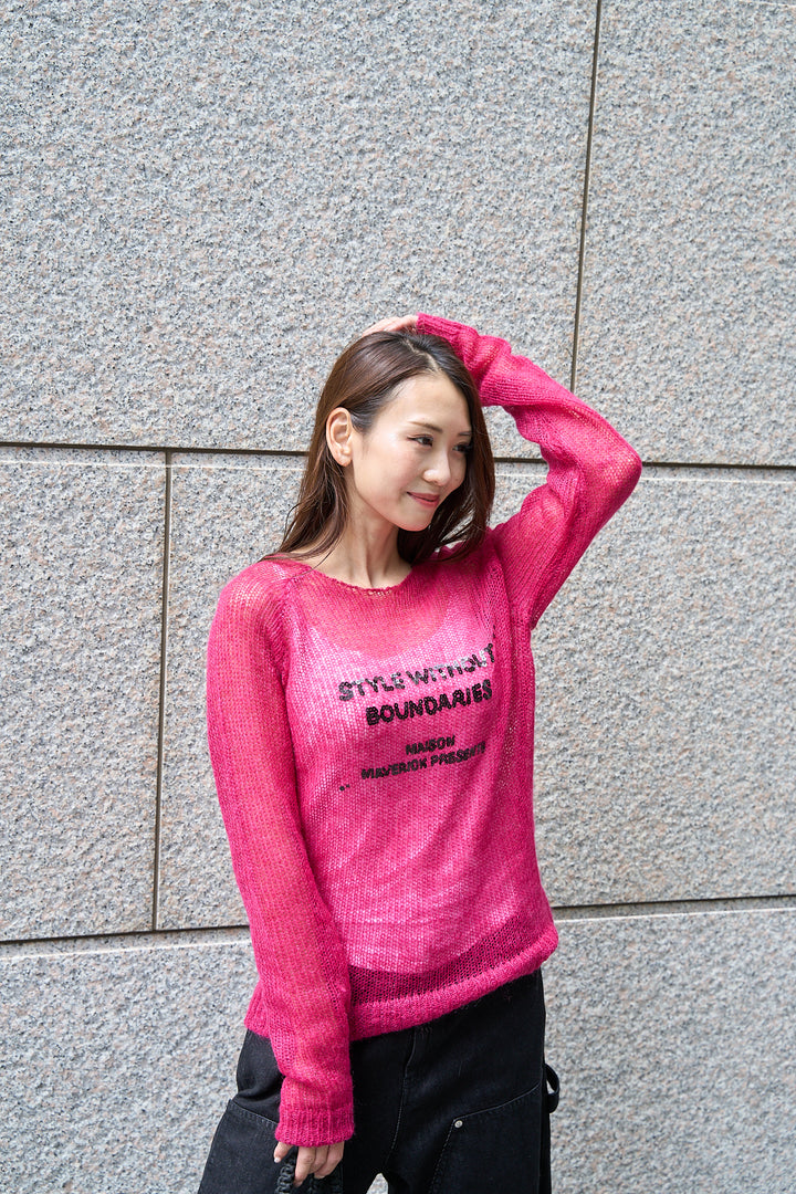 スパンコールロゴモヘアニット