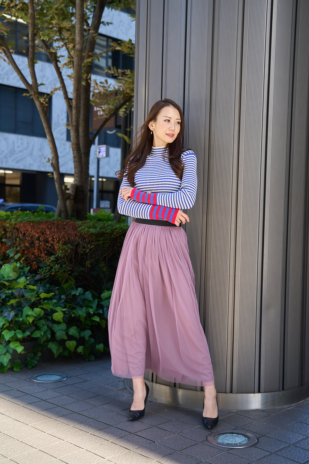 チュール×デシン リバーシブルスカート