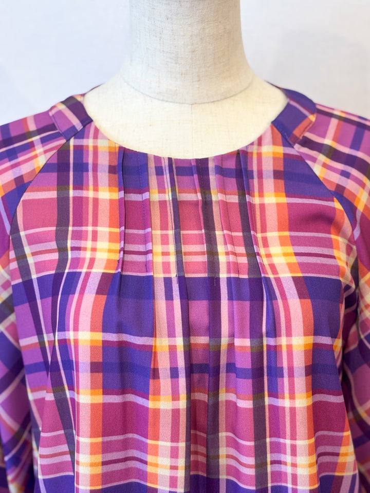 バルーンスリーブチェックブラウス