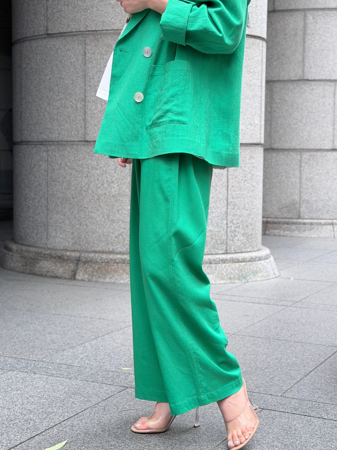 麻ストレートパンツ