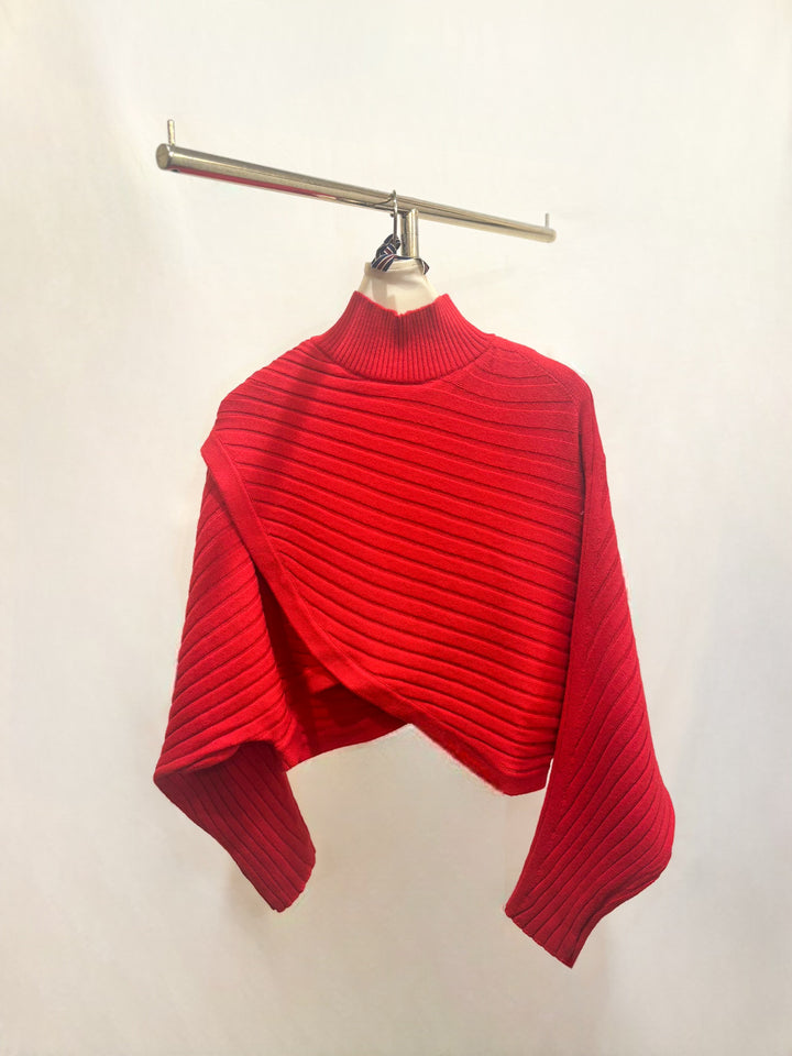 リブハイネックショート丈ニット