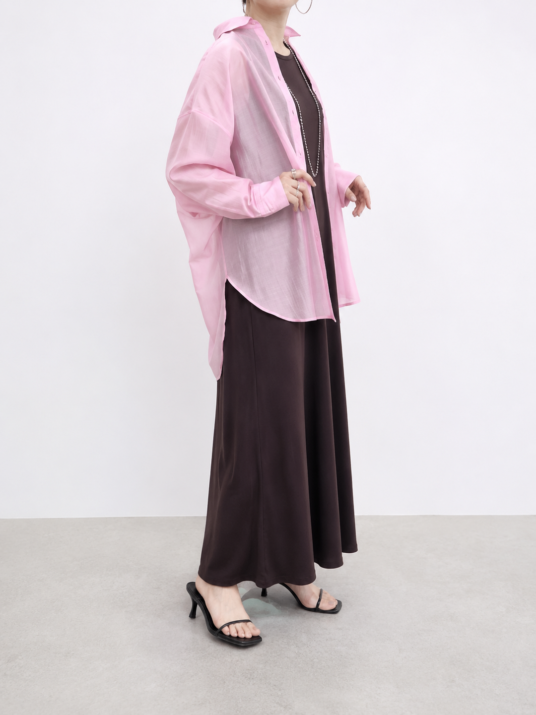 テンセルシアーバックプリントドルマンシャツ