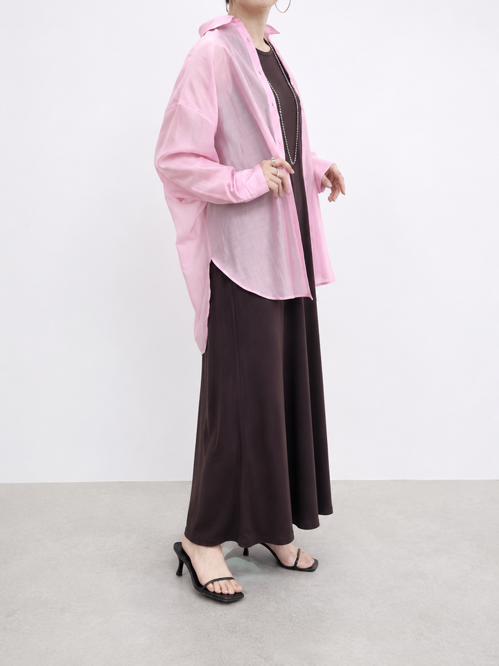 テンセルシアーバックプリントドルマンシャツ