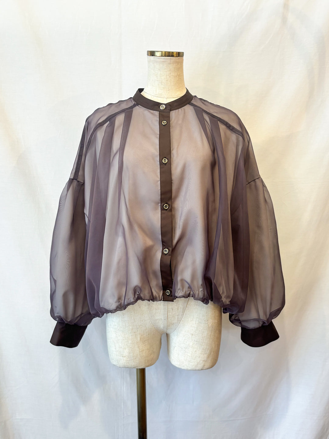 デシン×オーガンジー バルーンブラウス