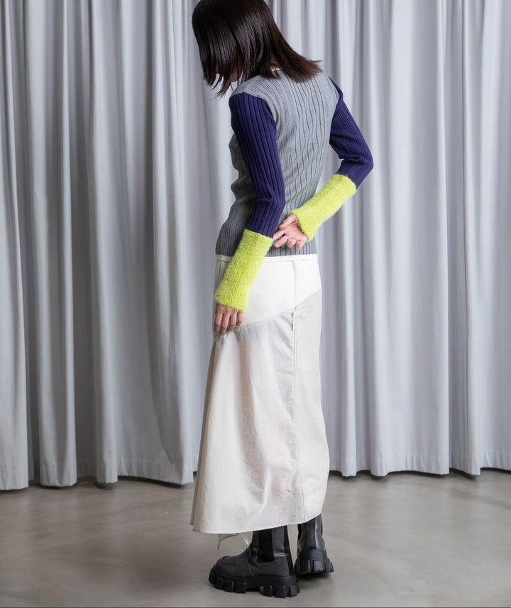 配色シャギーニット