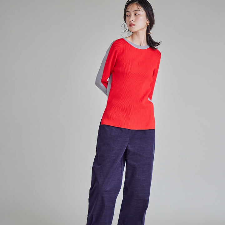 前後2WAY配色リブニット