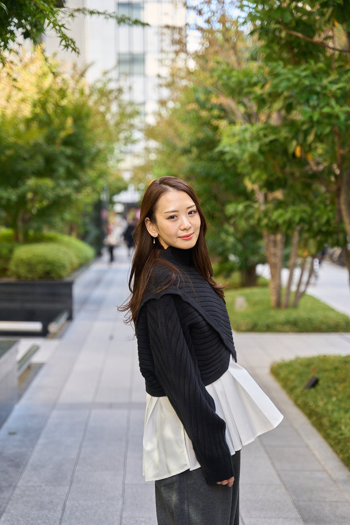 ボウタイプリーツシャツ