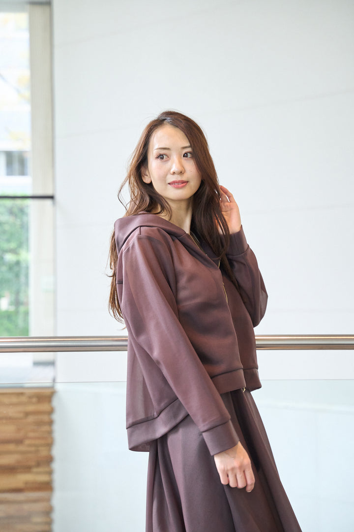 パール付き前ZIPシアーパーカー