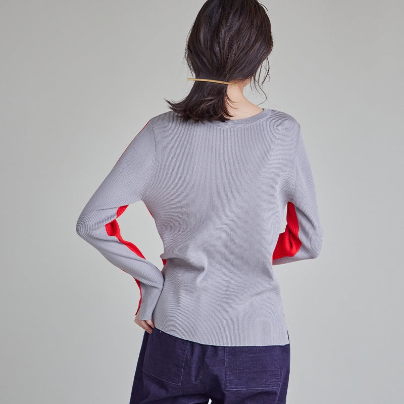 前後2WAY配色リブニット