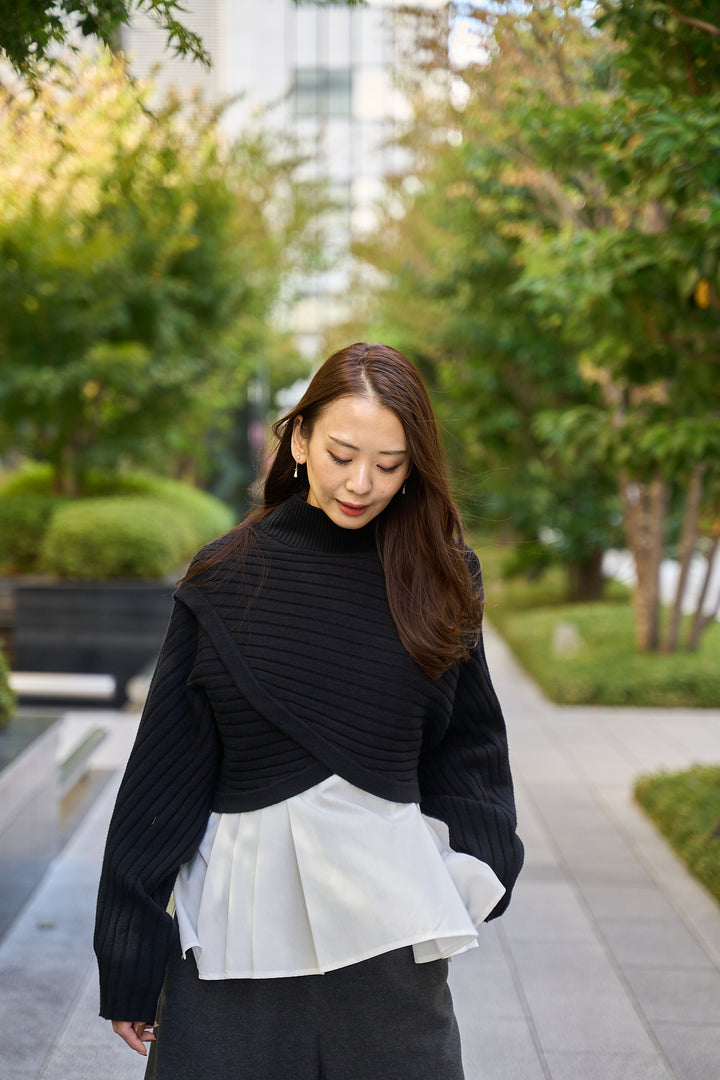 ボウタイプリーツシャツ