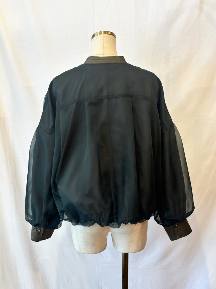 デシン×オーガンジー バルーンブラウス