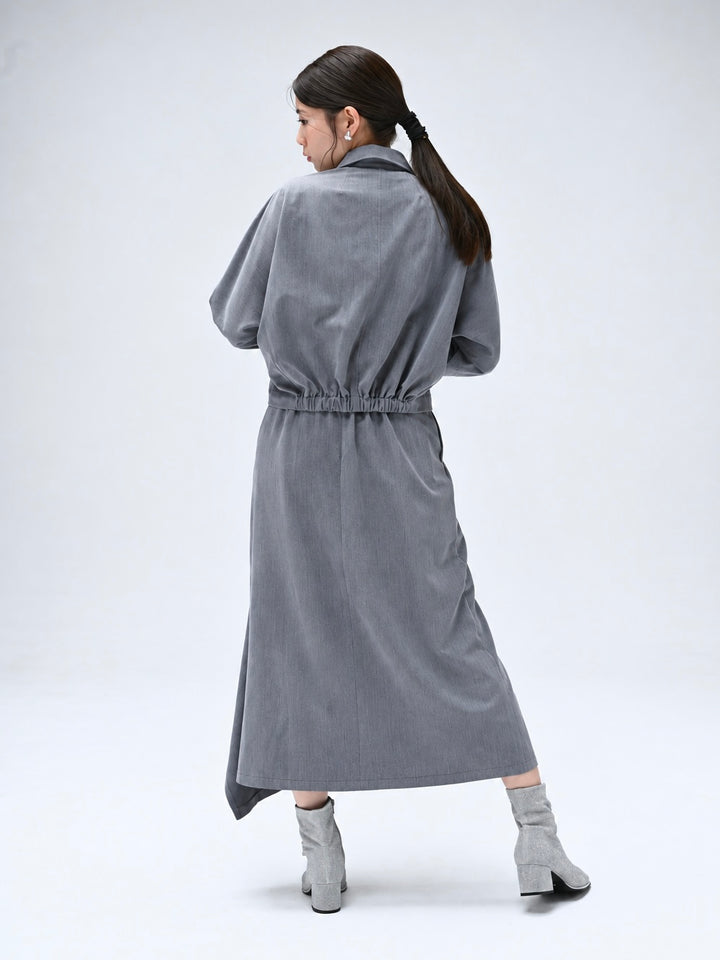 変形ヘムボタンデザインショートシャツ[セットアップ可能商品]