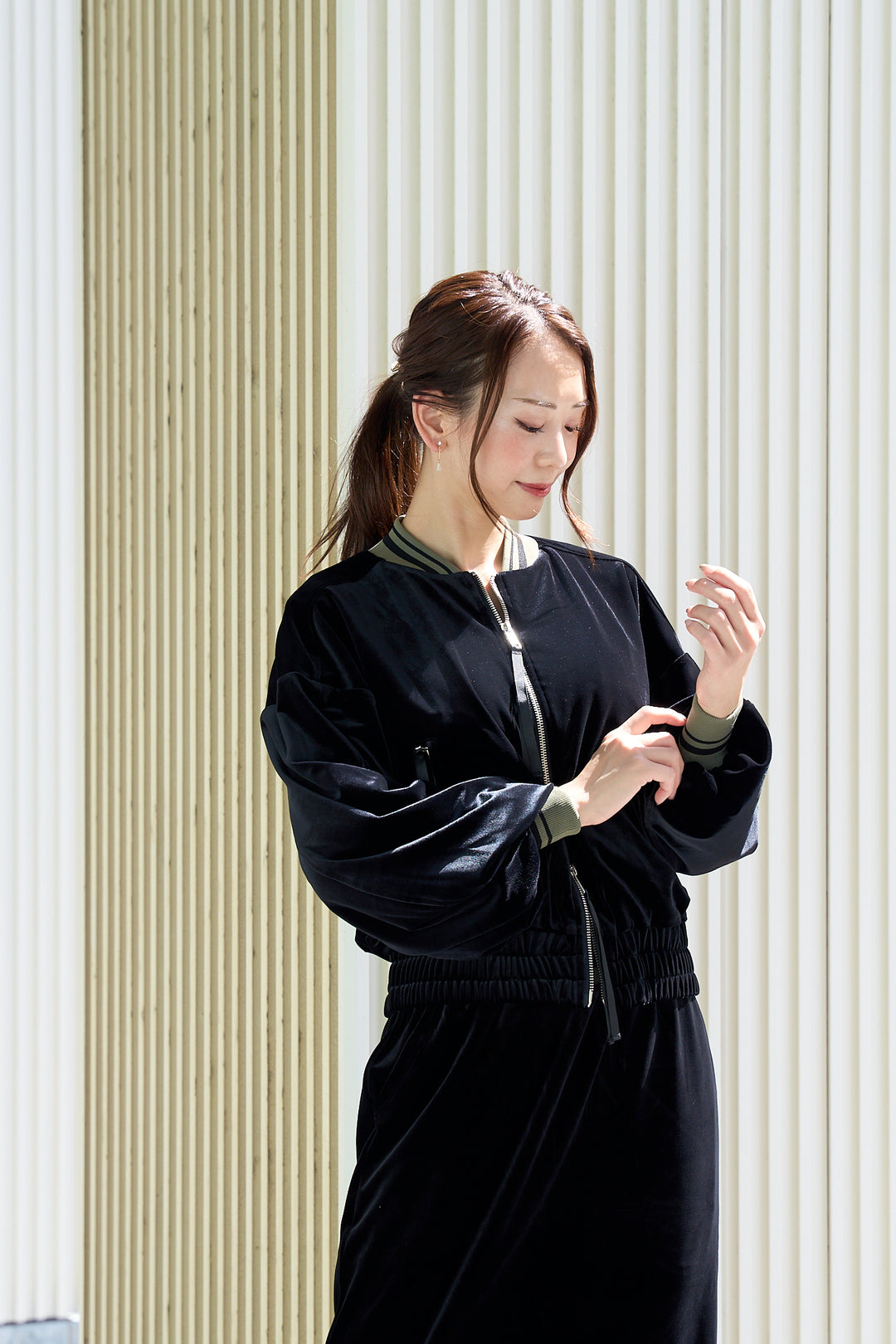 リュクスベロアダブルジップブルゾン