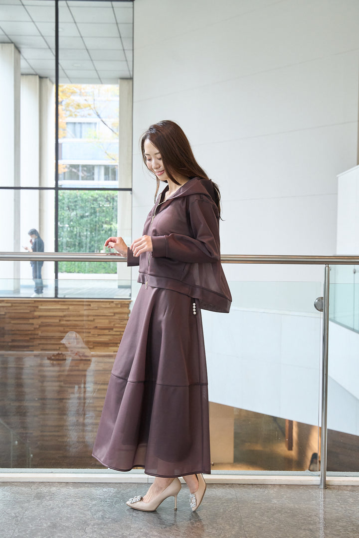 パール付き前ZIPシアーパーカー