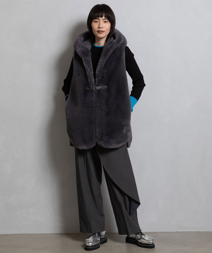 ファーキルティングダウンベスト