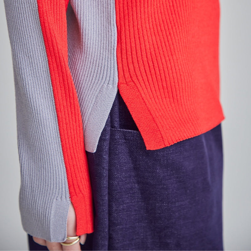 前後2WAY配色リブニット