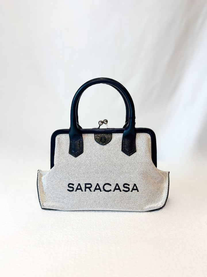 モノトーンレザーハンドバッグ