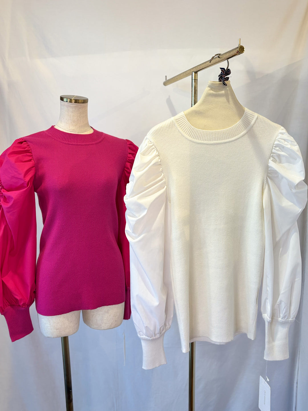 パワショル切替ニットトップス